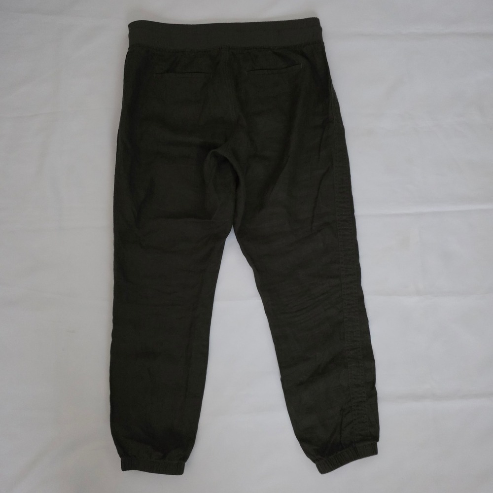 Athleta Dark Olive Green Drawstring Elastic Waist Linen Jogger Pants Size 8 - Picture 3 of 15